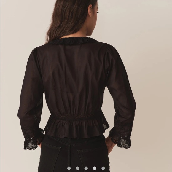 Doen Black Ruffled Buttoned Blouse - Picture 3 of 7